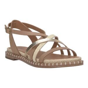 Lucky Brand Women's Kielly Strappy Whipstitch Flat Sandals Beige Size 8 1/2
